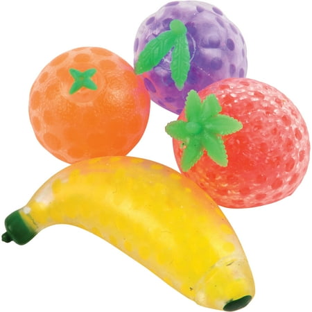 12 Pack Squishy Squashy Trendy Fruit Jelly Beads Trendy Fruit 2"-4" Novelty Toy