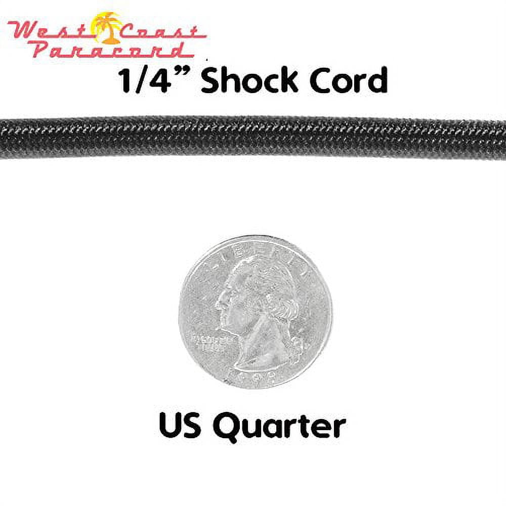 Paracord Planet 1/4 Inch Elastic Bungee Shock Cord - 10, 25, 50, 100 and 1000 Foot Lengths - Various Colors