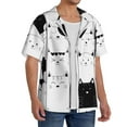 thumbnail image 4 of Vsdgher Doodle Cute Cat Print Men's Wrinkle Free Untucked Cuban Shirt Business Casual Button Down Shirts Short Sleeve Shirt, 4 of 7