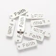 thumbnail image 3 of 10pcs Non-Tarnish 304 Stainless Steel Pendants Inspirational Message Pendants Rectangle with Word Faith Stainless Steel color 17x6x1mm Hole: 1.5mm, 3 of 3