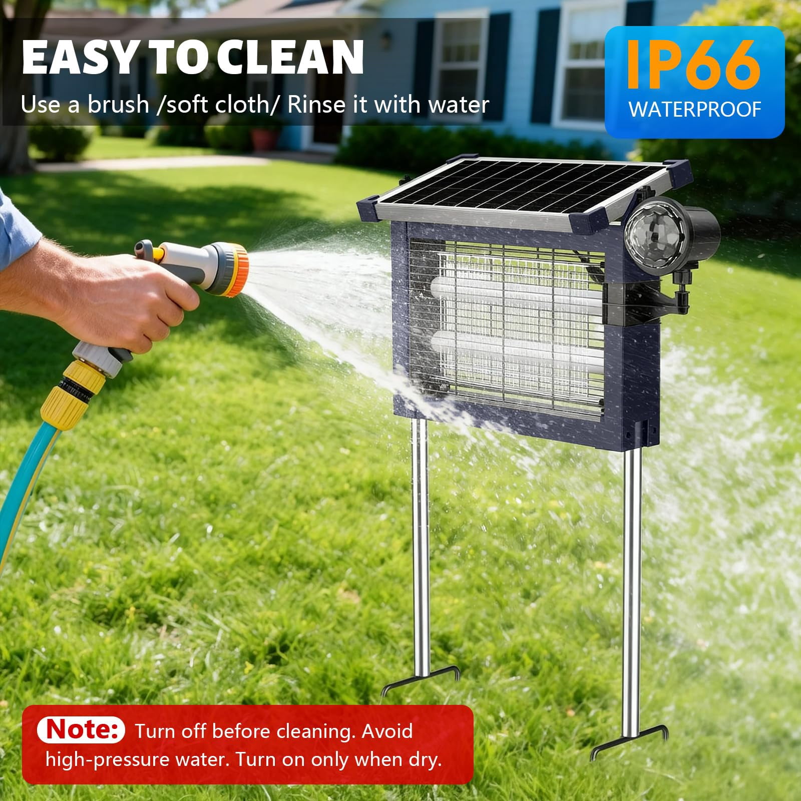 2-in-1 Solar Zapper Outdoor  4500v Electric Mosquito With Projection Light Ip66 Waterproof Cordless Fly Type-c Rechargeable For Patio Yard Camping