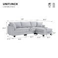 thumbnail image 5 of L-shaped Sectional Sofa Couch wirh USB Charging Ports and Cup Holder, Soft Vertical Corduroy Comfy Modular Sofa Couches wirh Movable Ottoman and Armrest for Living Room, Apartment, Light Grey, 5 of 9