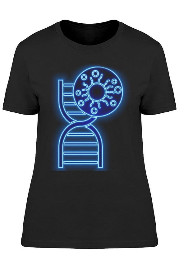 Neon Effect Dna And Virus Sign T-Shirt Women -Image by Shutterstock, Female Small