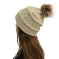 thumbnail image 3 of Lolmot Womens Winter Knitted Beanie Hat with Faux Fur Pompom Warm Cable Knit Skull Cap, 3 of 3