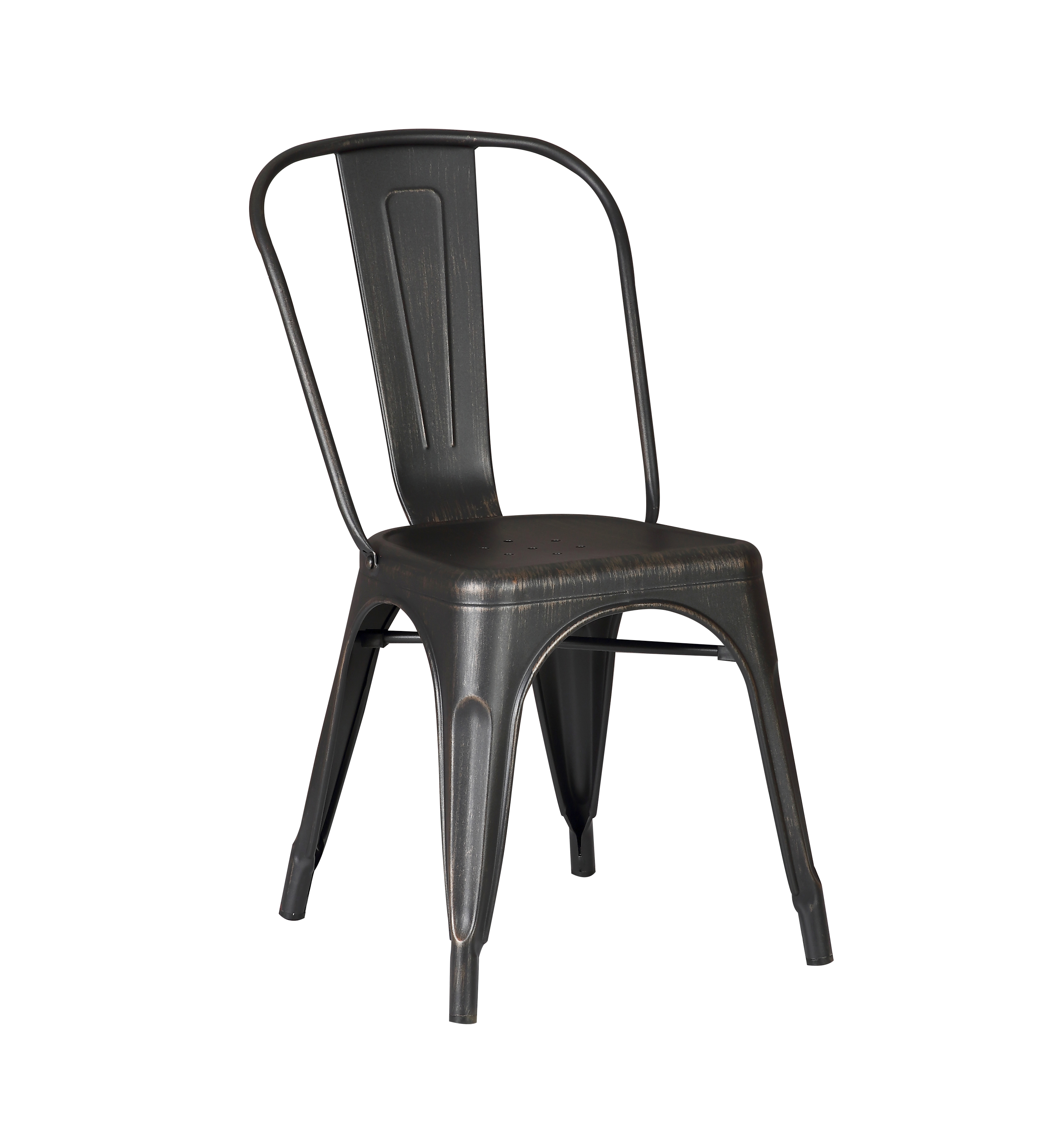Modern Distressed Black Metal Dining Room Kitchen Bar Chair. 18 inch seat Height, Set of 2