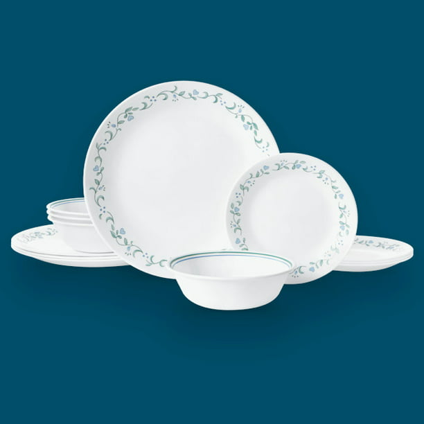 Country Cottage White & Blue Corelle Dinnerware (12-piece set for 4)