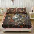 thumbnail image 2 of COEQINE Twin Size Sheet Set Soft Wrinkle Free 3 Pieces Bed Sheets Set with Deep Pocket Bedsheet & Pillowcases Home Decor for Twin Size Bed, White Horse Fall Camo Hunting Forest, 2 of 5