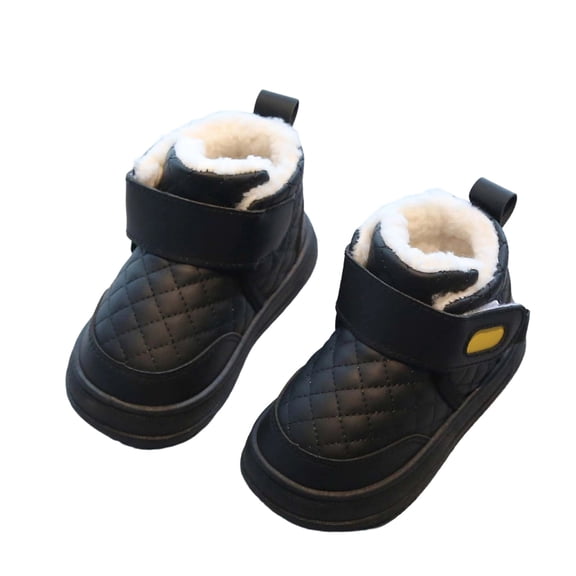 Kids Boots Winter Girls Water Resistant Thermal Insulated Ankle Booties Solid Color Short Boots Outdoor Play Footwear for Toddler Kids Cold Weather Boots for Toddler Girl Black 12 Months-18 Months