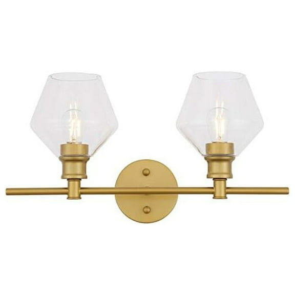 Gene 2 light Brass and Clear glass Wall sconce