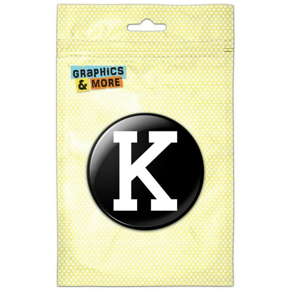 Letter K Initial Black White Refrigerator Button Magnet