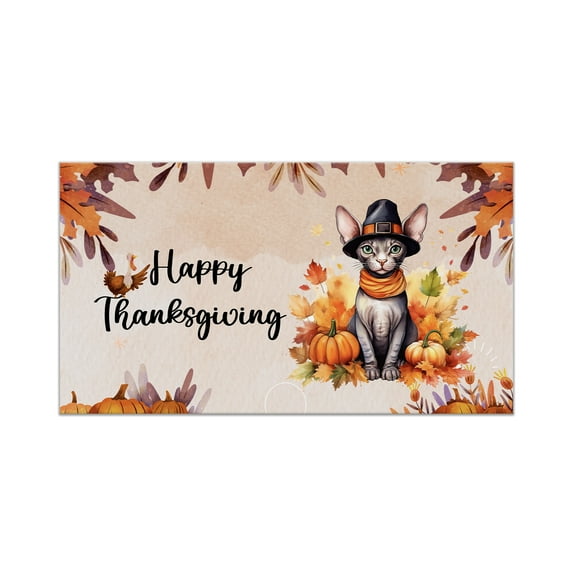 Happy Thanksgiving Sphynx Welcome Thankful Fall Autumn Pumpkin Doormat Cat Lover Kitten Owner Gifts Idea Indoor Outdoor Welcome Mat - 02021