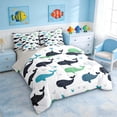 thumbnail image 2 of Manfei Colorful Whale Twin Bedding Sets for Kids Boys and Girls, Sea Animal Bedding Comforter Set, Gray Reversible 7-Piece, 2 of 6