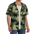 thumbnail image 2 of Fuzoiu Camouflage Dinosaur Print Men's Casual Short,Men's Short Sleeve Shirt,Mens Casual Button Down Shirts,Cuban Collar Summer Shirt for Beach, Vacation, and Outdoor Activities-Medium, 2 of 5