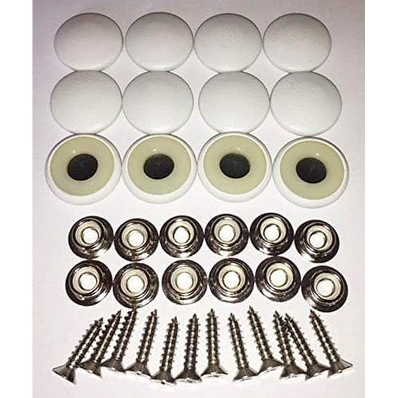 Set of 12 Dura Snap Upholstery Buttons #36 Bright White Vinyl