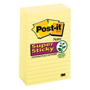 Post-it Super Sticky Lined Notes, 4" x 6", Canary Yellow, 5 Pads