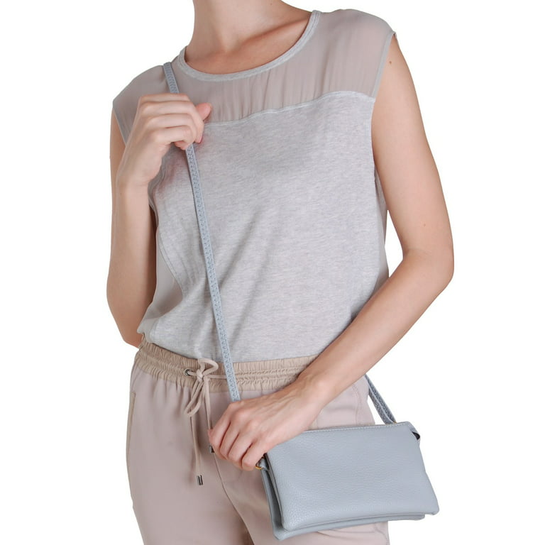 Humble Chic Small Clutch Purse for Women - Dove Grey Crossbody Wristlet  Wallets
