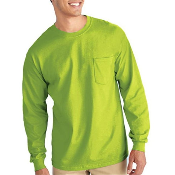Gildan Usa Inc G2410GRN-XXL Adulte T-Shirt à Manches Longues avec Poche - Sécurité Vert- XXL