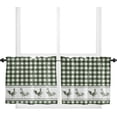 thumbnail image 2 of Kitchen Curtain 2 Panels Tiers Curtains 36 Inch Length, Farmhouse Rooster Checkered Curtains Rod Pocket Curtains Window Drapes Treatment Window Cafe Curtains Watercolor Green and White Plaid 27.5x36x2, 2 of 5