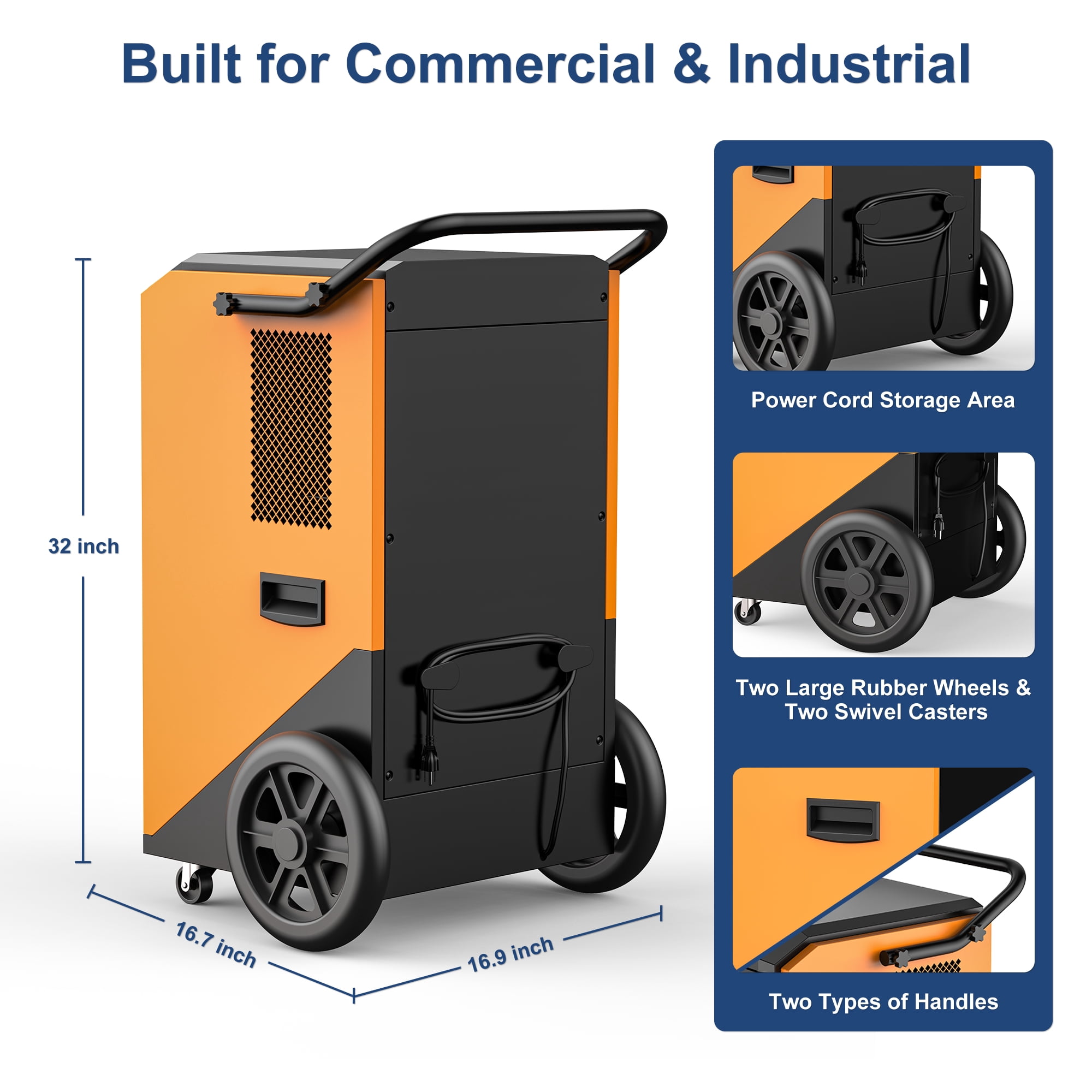 AVAHUM 320 Pints Commercial Dehumidifier for 2,150 sq. ft, Industrial Dehumidifier for Warehouses and Job Sites