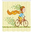 thumbnail image 3 of Ambesonne Bicycle Shower Curtain, Girl Bike Autumn Leaves, 69"Wx84"L, Multicolor, 3 of 3