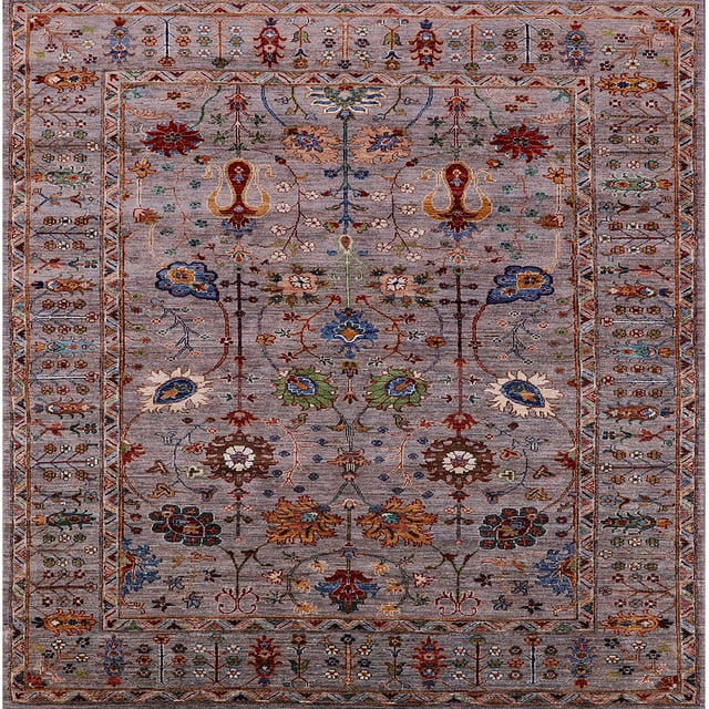 Ahgly Company Tapis d'Intérieur Carré Milieu du Siècle Moderne Rouge Brun Oriental Zone, 6' Carré