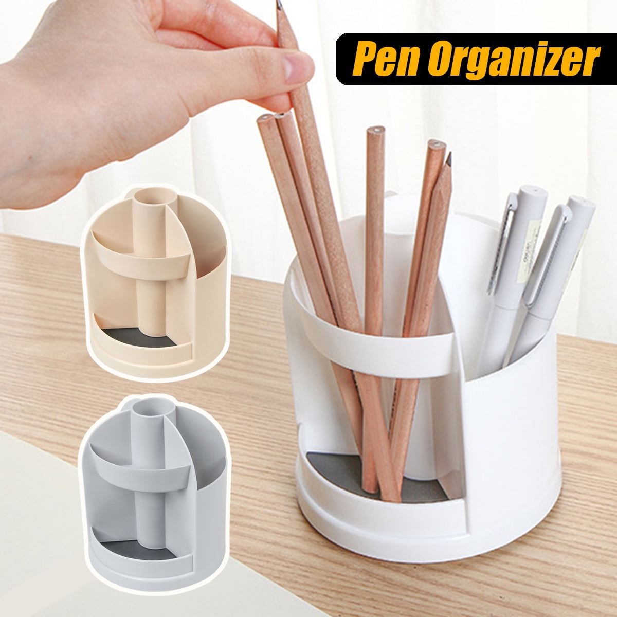 360° Rotating Pen Holder Pencil Desktop Storage Organizer Rack Stand