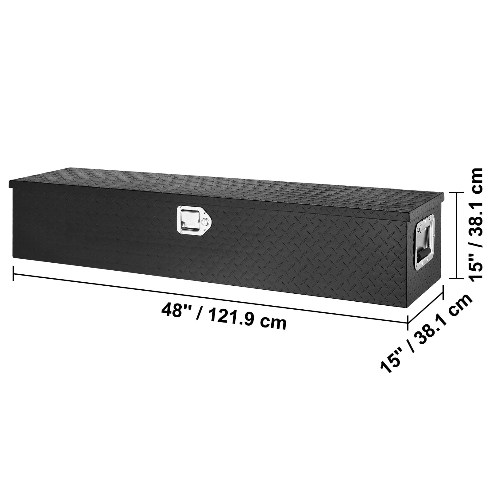 VEVOR 48"x15"x15" Heavy Duty Aluminum Bar Tread Tool Box for Pick Up Truck Bed
