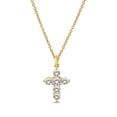 thumbnail image 3 of Brilliance Fine Jewelry 2-in-1 Layered Cross & Solitaire Necklace, Lab-Grown Diamonds, Yellow Gold-Plated Silver, 3 of 7