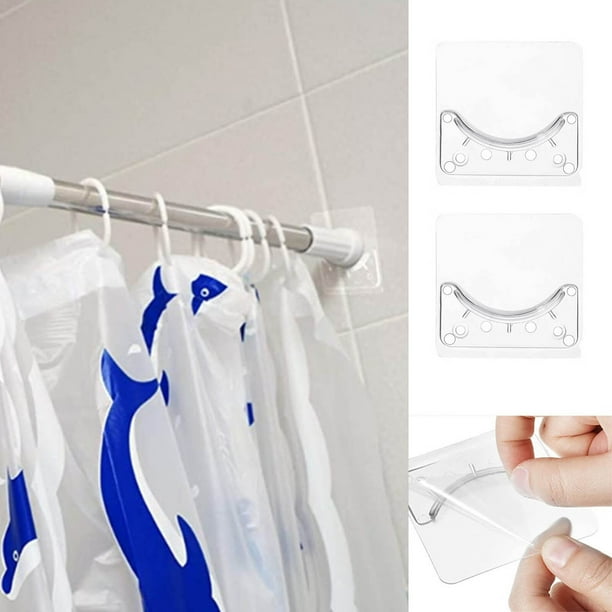 LBS Adhesive Shower Curtain Rod Holder Clear Shower Curtain Rod Tension