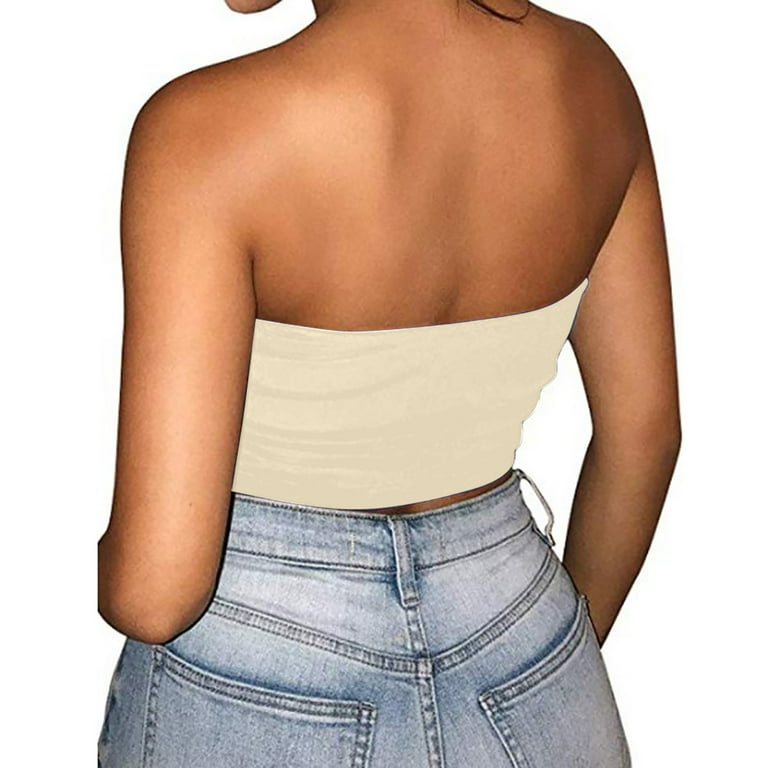 Enwejyy Women Summer Classic Stylish Sexy Two Piece Sets Solid Color  Sleeveless Strapless Cold Shoulder Top Elastic Waist Long Pants 
