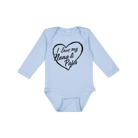 

Inktastic I Love My Nana and Papa in Black Chalk Heart Boys or Girls Long Sleeve Baby Bodysuit