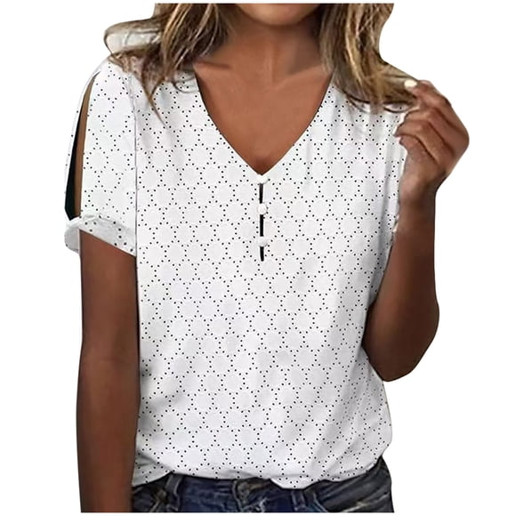 Summer Savings Clearance 2025! BOVXNPU Plus Size Womens Summer Tops,Short Sleeve Tops for Women,Women's V-Neck Short-Sleeved Loose Shirt