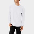 thumbnail image 2 of PEASKJP T-Shirt à Manches Longues Col Rond Couleur Unie for Hommes (Blanc, m), 2 of 5