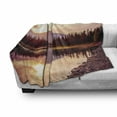 thumbnail image 3 of Landscape Soft Flannel Fleece Blanket, Grand Teton Mountain Range at Sunset Jackson Lake Calm National Park USA, Cozy Plush for Indoor and Outdoor Use, 50" x 60", Peach Pale Yellow, by Ambesonne, 3 of 6