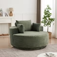 thumbnail image 5 of Leumius 55" Oversized Round Swivel Accent Chair,Upholstered Corduroy 360 Degree Swivel Chair for Living Room, Bedroom, Lounge and Projection Room,Green, 5 of 12