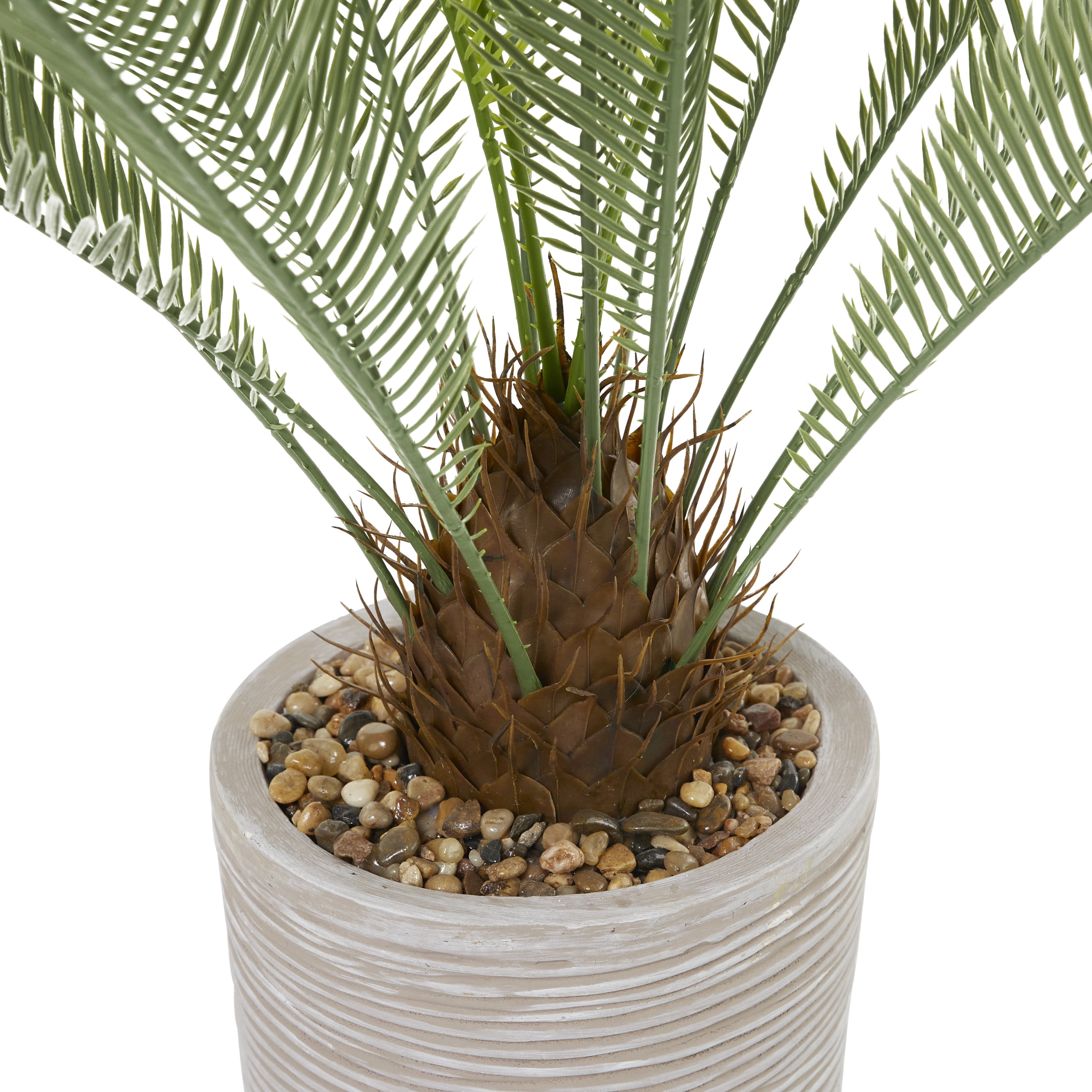 DecMode 45" Artificial Sago Palm Plant in Realistic Leaves and Beige Ceramic Pot