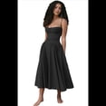 thumbnail image 1 of Vestido de Verano 2025 para Mujer, Estilo Bohemio, con Tirantes Finos y Corte Entallado, para Playa. Negro S, 1 of 8