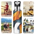 thumbnail image 7 of Yayeee 33oz Insulated Water Bottle Double Wall Stainless Steel with Flip Straw Lid, Abstract Wavy, 7 of 7