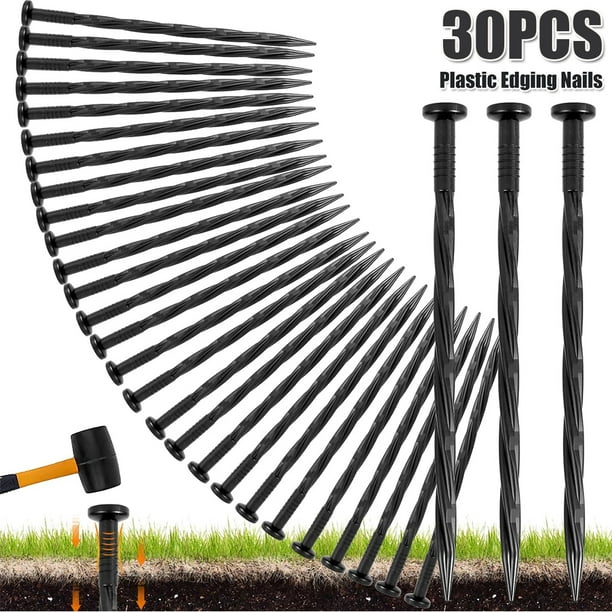 Elbourn 30Pcs 8inch Plastic Edging Nails, Spiral Nylon Landscape