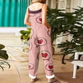 thumbnail image 3 of Fgvctg Valentine's Day Jumpsuits for Women Wide Leg Pant Date Night Spaghetti Straps Cute Love Heart Graphic Jumpsuit Sleeveless Bib Overalls Sprimg Rompers Clothes With Pockets Watermelon Red 2XL, 3 of 4
