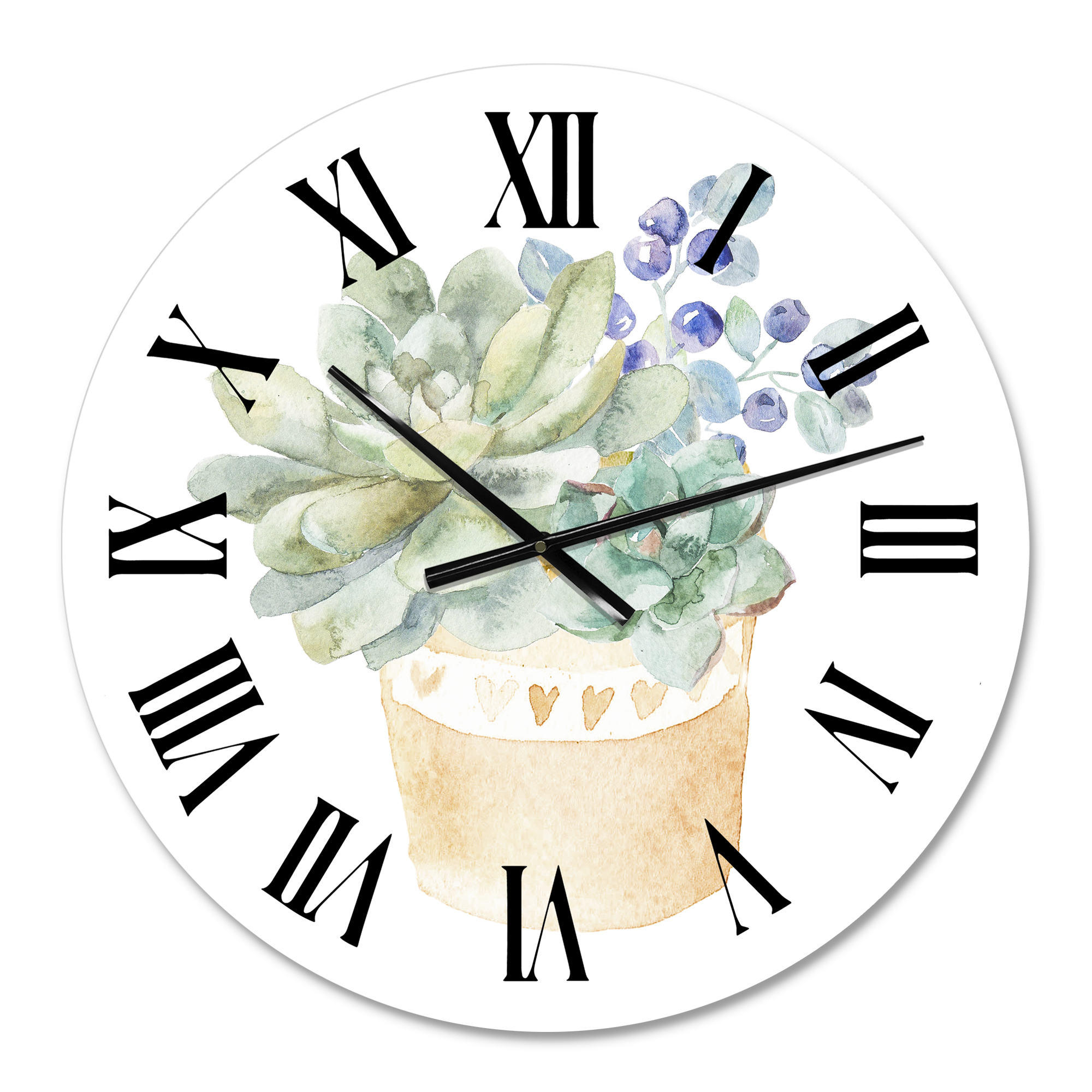 Designart 'Succulent Flower In Terracotta Pot Ii' Traditional Wall Clock