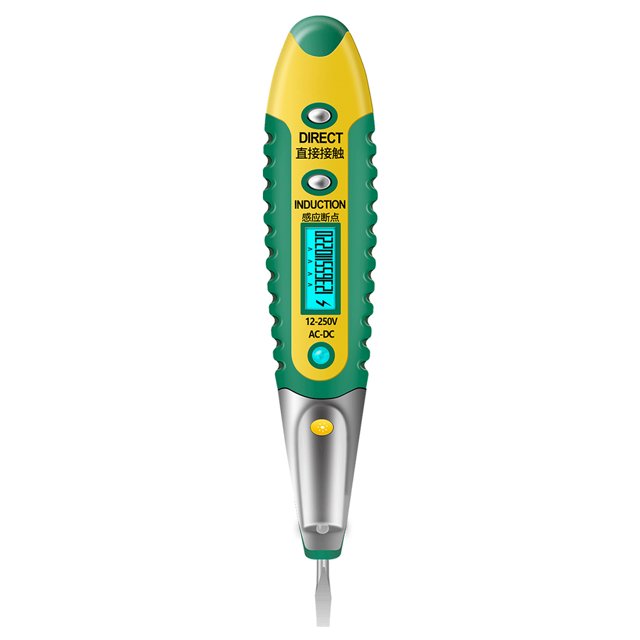 Unatoiry Functional Tester Electrical Screwdriver - Safety Guaranteed Digital Test Pencil Test Pencil Tester Voltage LCD chartreuse with batteries 1Set