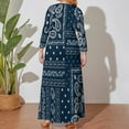 thumbnail image 4 of Large Size Paisley Bandana Pattern Long Sleeved Dress Women Dress for Parties Elegant Chic Evening Dresses, 4 of 7
