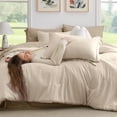 thumbnail image 2 of Juego de edredón Bedsure, tamaño king, 7 piezas, beige claro, para todas las estaciones, 2 of 9