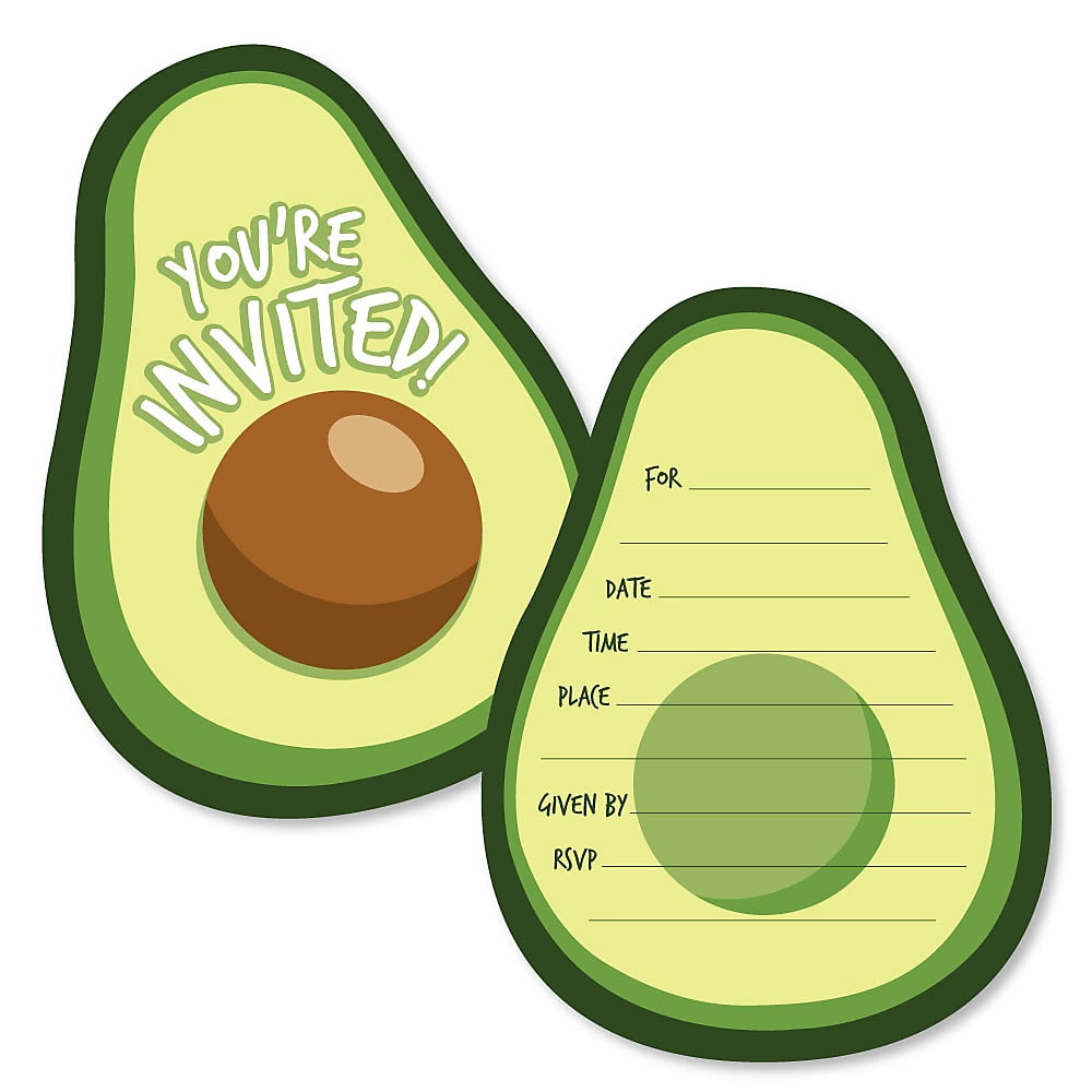 Hello Avocado Shaped FillIn Invitations Fiesta Party Invitation