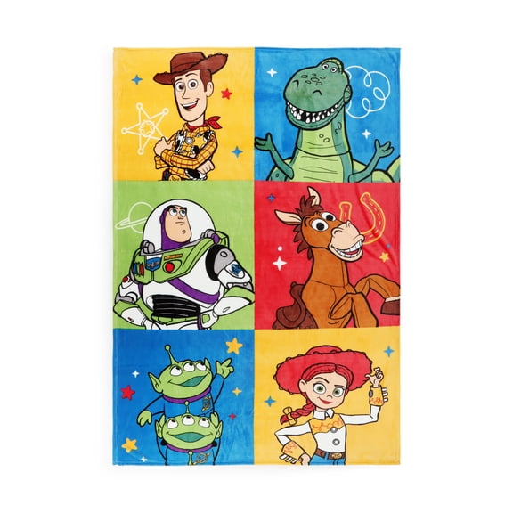 Toy Story Silk Touch Colorblock Kids Throw Blanket, Polyester, Multicolor, 62" x 90", Disney
