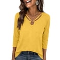 thumbnail image 2 of SROBPTY Womens Tops Solid Crew Neck 3/4 Sleeve Basic Soft Breathable Shirts for Outdoor Use, 2 of 4