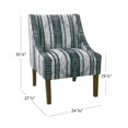 thumbnail image 3 of HomePop Wood and Fabric Stripe Pattern Swoop Arm Accent Chair in Blue, 3 of 11