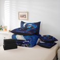thumbnail image 6 of Manfei Romantic Couple Skull 7-Piece Twin Bedding Sets for Lover, Romantic Blue Rose Flower Bedding Comforter Set, Dreamy Glitter Moon Reversible Sheet Sets, Lightweight Room Decor, 6 of 8