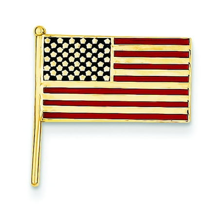 14k Gold Enamel American Flag - 14K Gold Enameled American Flag Tie Tac Jewelry New